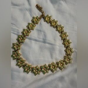 Elegant Green and Gold Floral Necklace